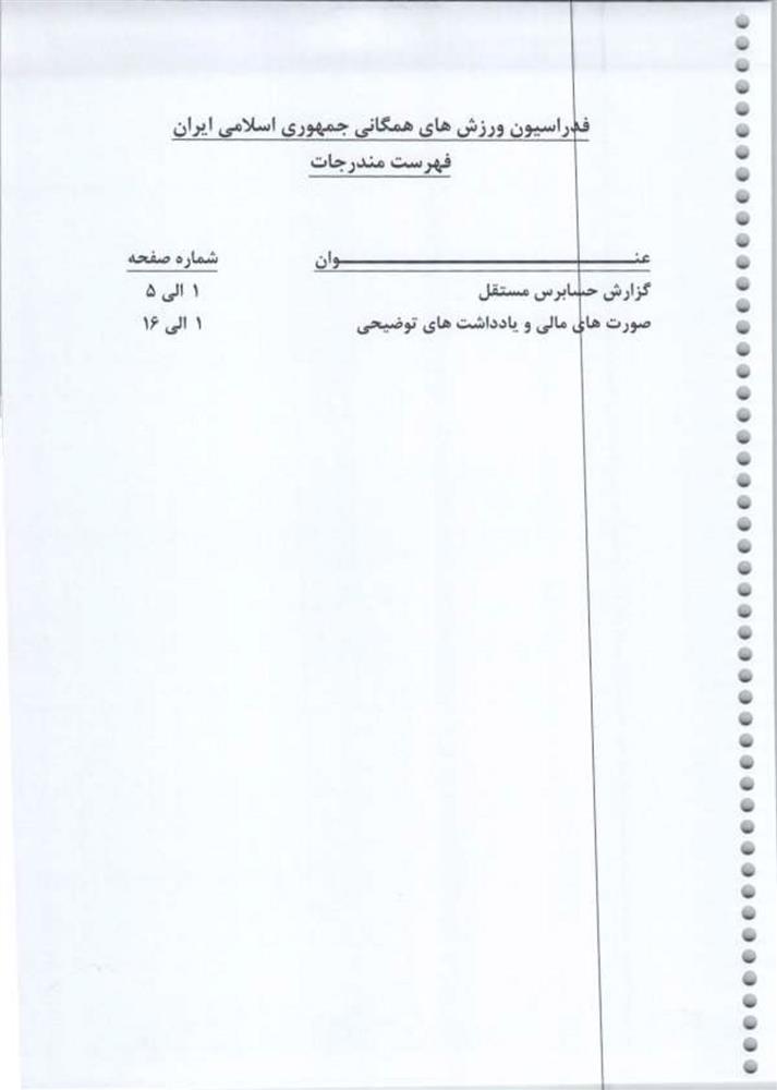 گزارش حسابرس مستقل فدراسیون ورزش‌های همگانی جمهوری اسلامی ایران